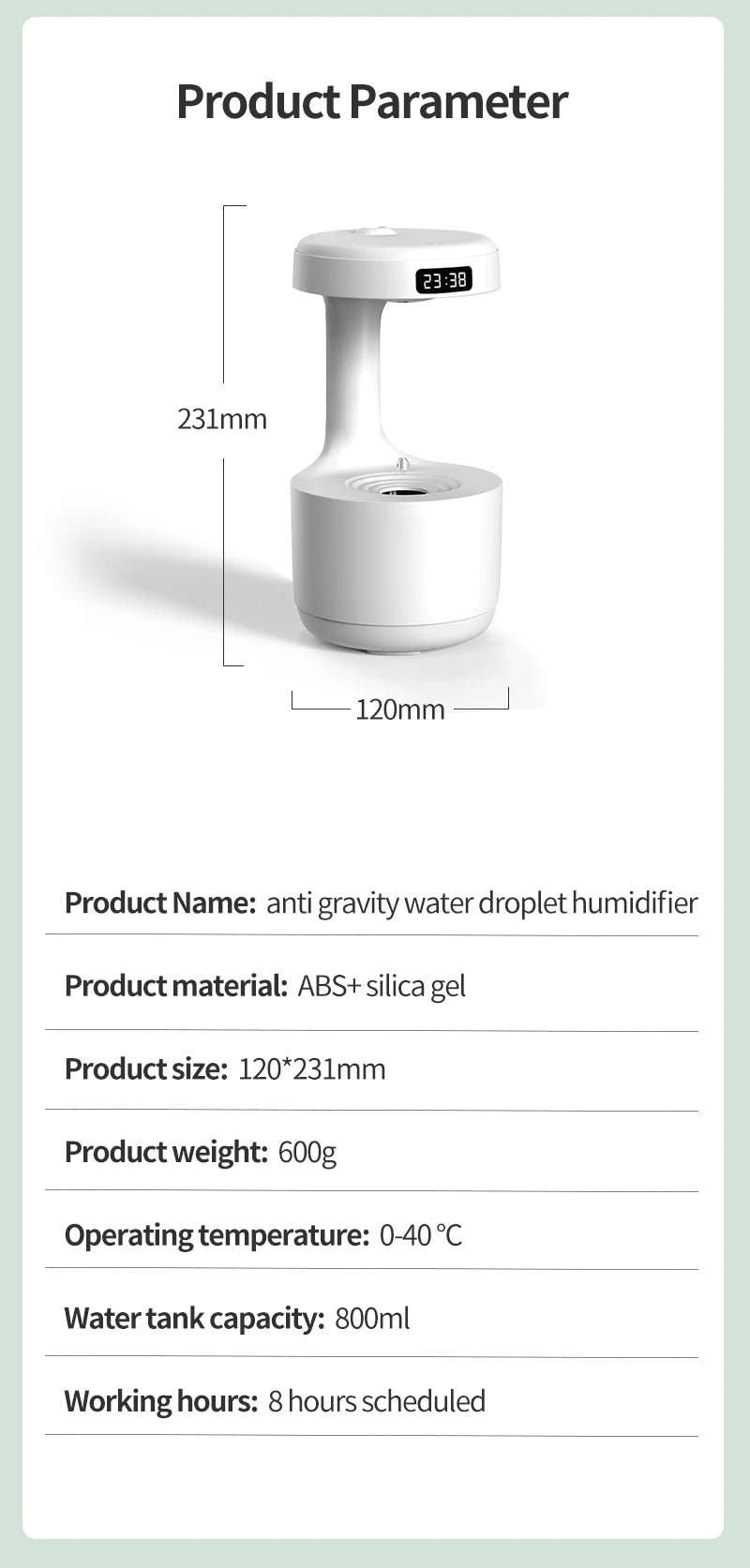 New Anti-Gravity Humidifier Desktop Mute Large Capacity Small Household Air Humidifier Bedroom Air Purification Fog