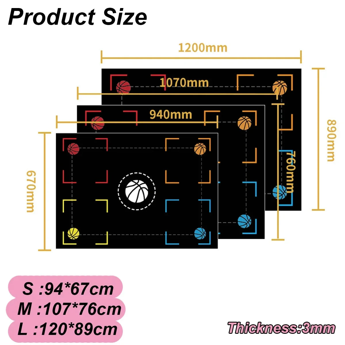 Portable Basketball Footstep Dribble Training Mat Non-Slip Silent Equipment for All Ages to Improve Speed Strength Coordination