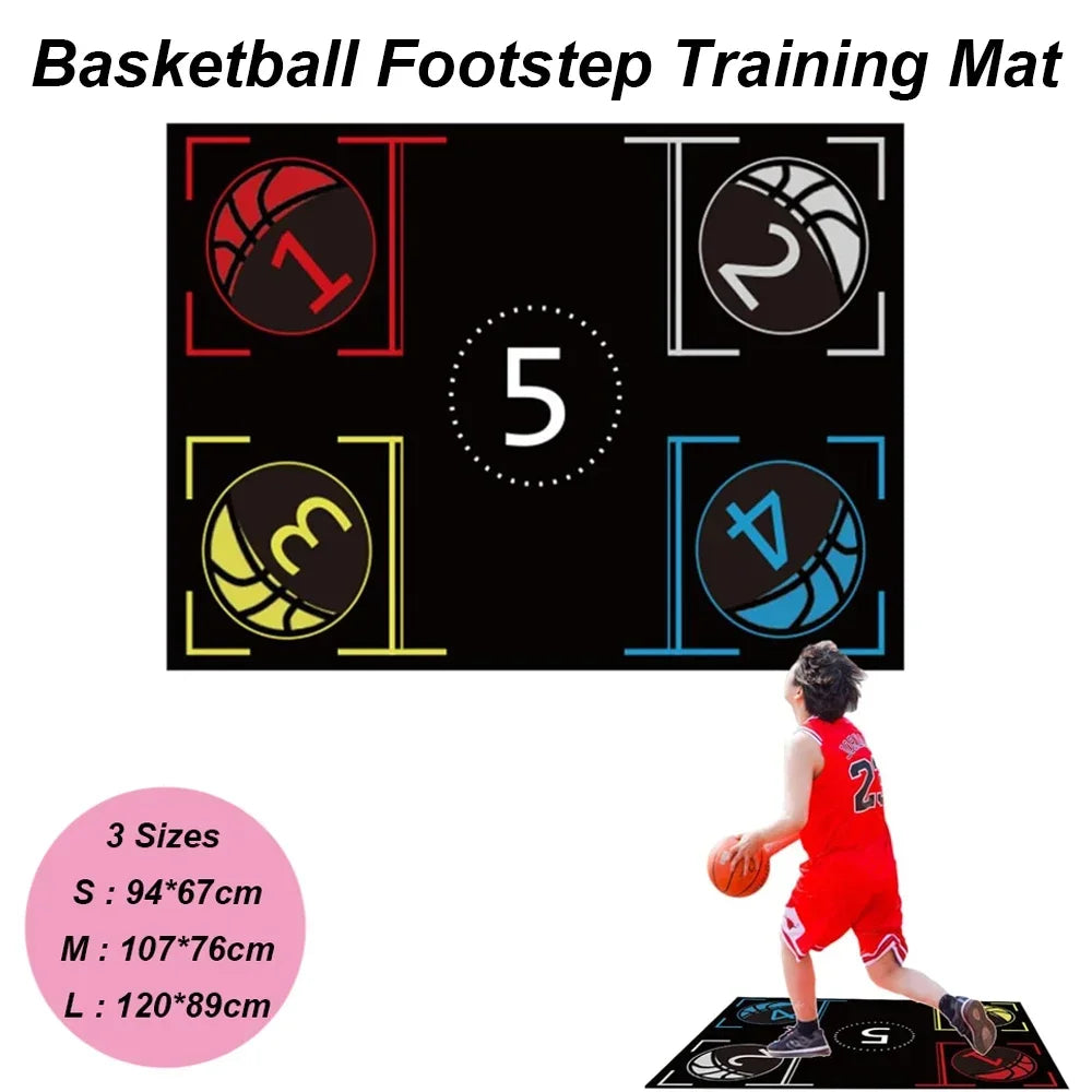 Portable Basketball Footstep Dribble Training Mat Non-Slip Silent Equipment for All Ages to Improve Speed Strength Coordination