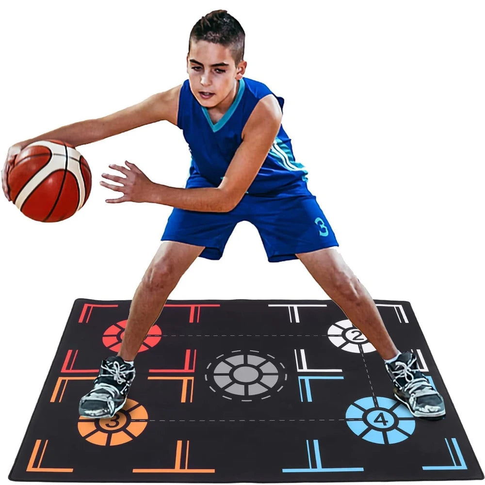 Portable Basketball Footstep Dribble Training Mat Non-Slip Silent Equipment for All Ages to Improve Speed Strength Coordination